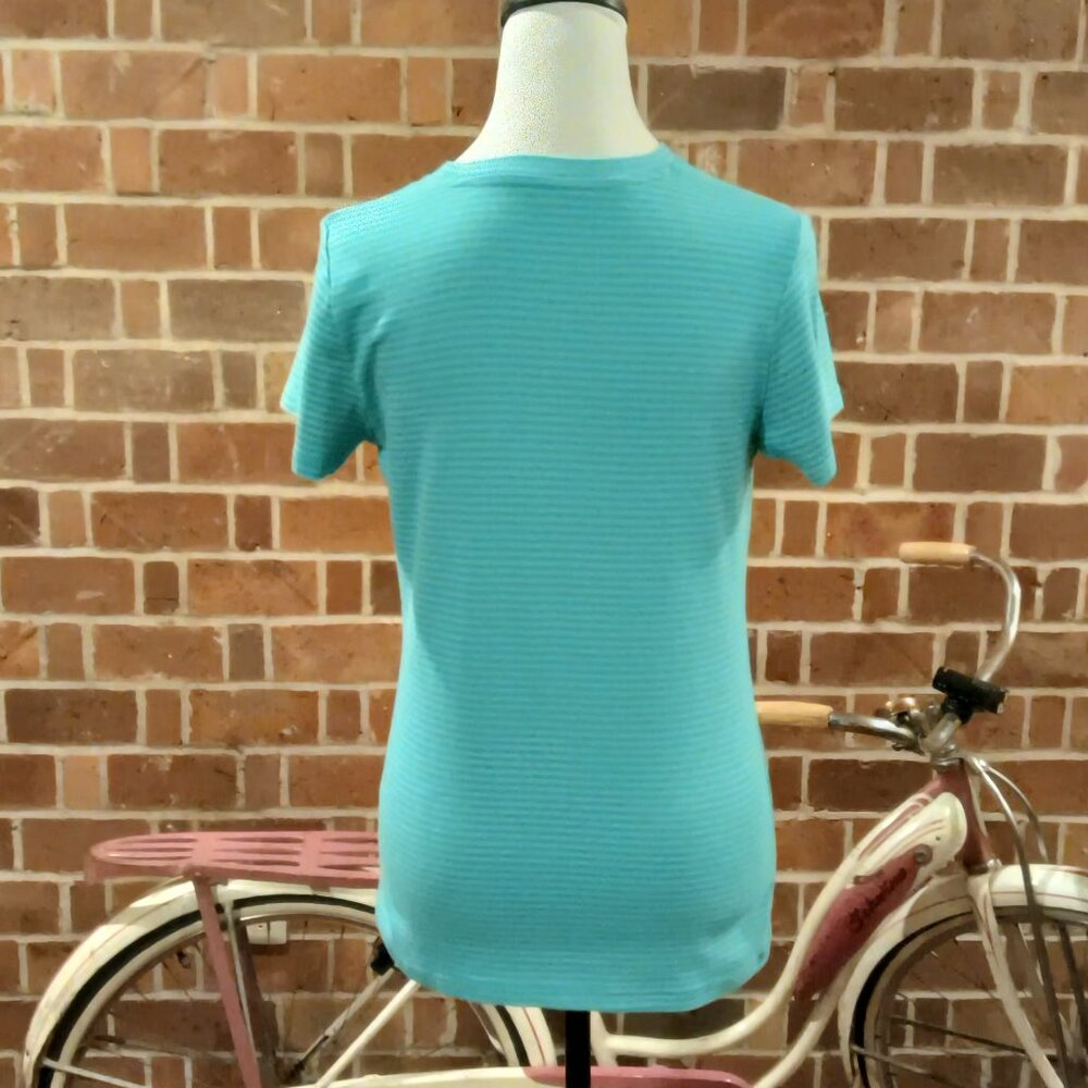 Eddie Bauer💙 Womens Blue Striped Shirt Soft Stretchy Tee Shirt Short Sleeve Top - Picture 4 of 10